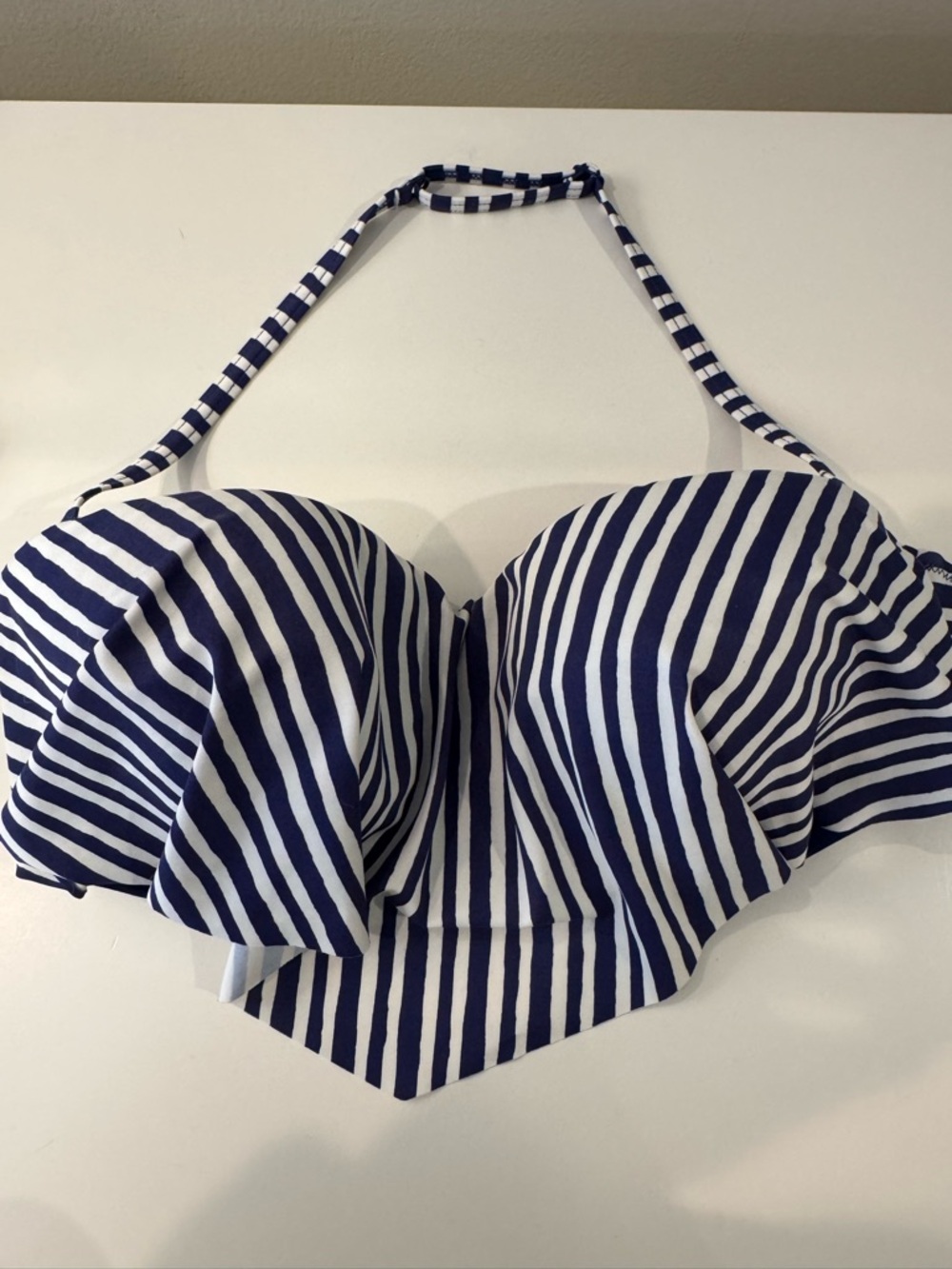 Profile Blush E cup Navy and White Striped Halter Bikini Top